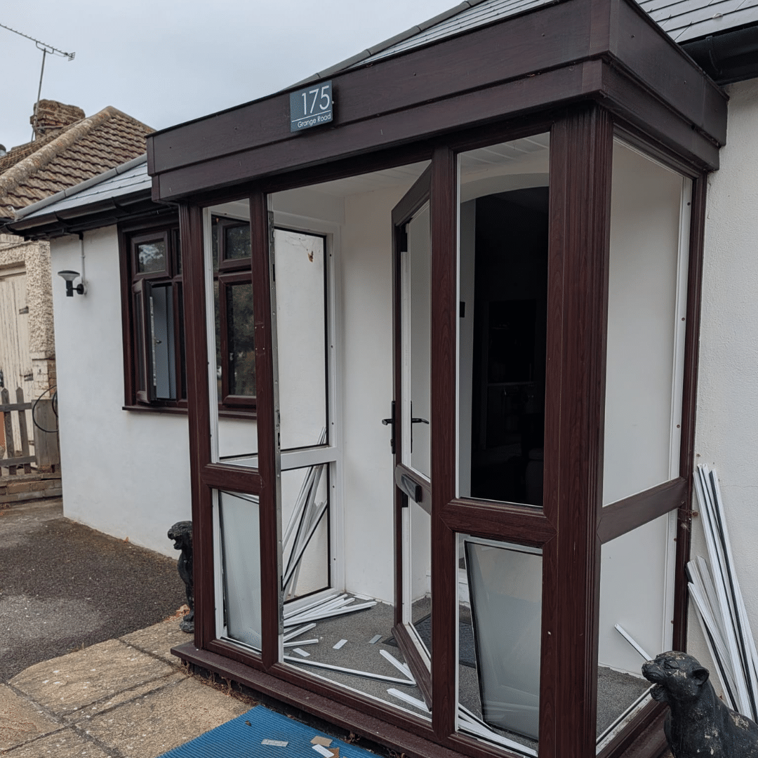 Old front porch before composite door replacement in Gillingham Kent